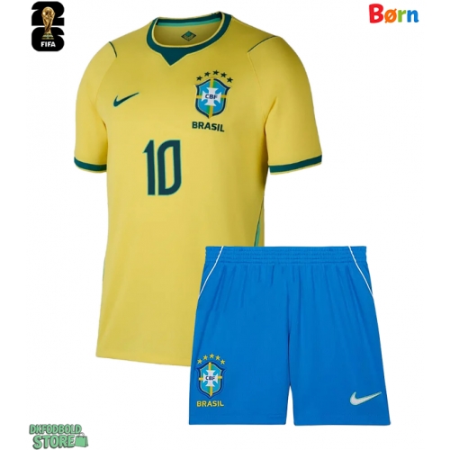 Brasilien Neymar Jr #10 Replika Babytøj Hjemmebanesæt Børn VM 2026 Kortærmet (+ Korte bukser)